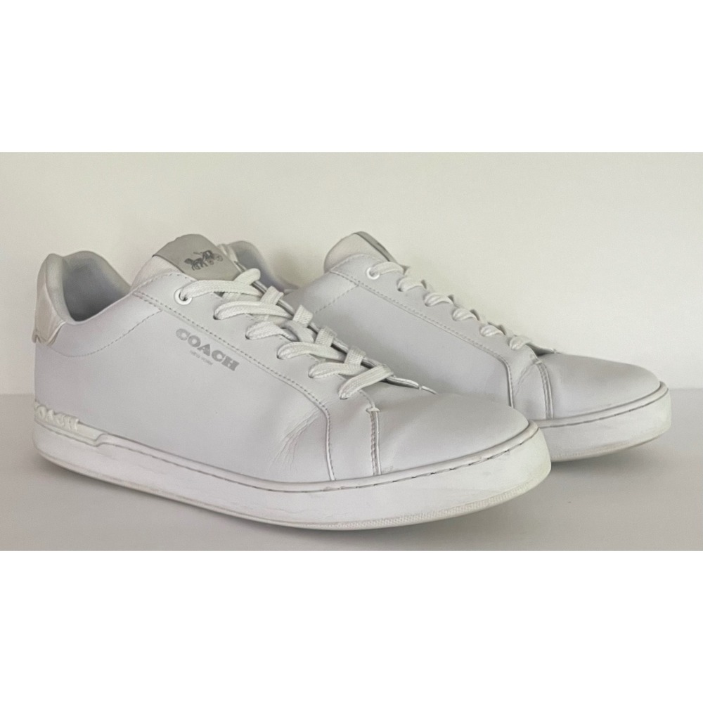 Coach Mens Clip Low Top White Leather Sneakers Quiet‎ Luxury Vacation Preppy 13D